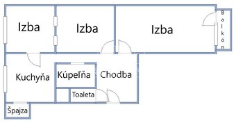 Veľký 2-izbový byt prerobený na 3-izbový na Šafárikovej ulic - 13