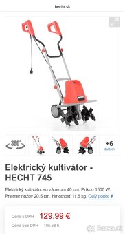 Predám kultuvátor/rotavátor HECHT elektrický - 14