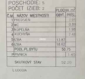 SEVER - Národná trieda, 2 izbový byt, 52 m2 + loggia. - 14