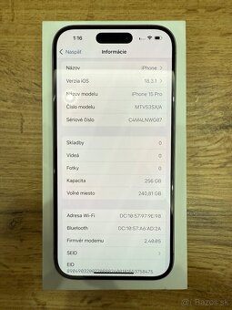 Apple iPhone 15 Pro 256GB – TOP stav - 14