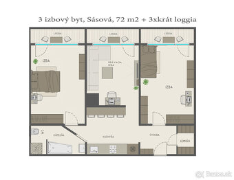 REKONŠTRUKCIA / 3i byt BB / PIENINSKÁ / 72 m2 / LOGGIE - 14