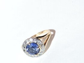 Predané- diamamantový zafírový  zlatý prsteñ - 14