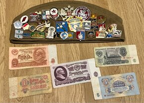 Sovietska vojenská lodička s odznakmi ruble a odznaky - 14