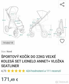 Kočík športový LIONELO ANNET  + VLOŽKA SEATLINER - 14