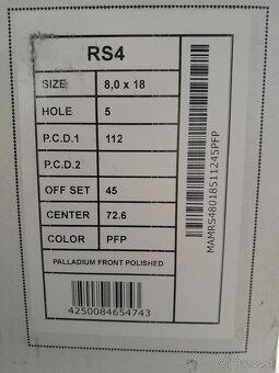 Alu disky R18 5x112 Et45 8J MAM RS4 Seat Audi Vw Škoda - 14