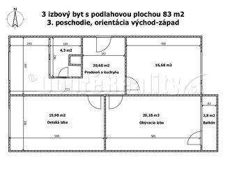 PREDAJ: Zariadený, veľký, 3 izbový byt na Západe, 83 m2, Bre - 15