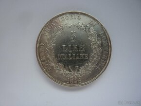 Vzácnejšia strieborná 5 Lire 1848 M - revolučná - 15