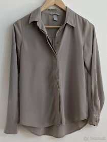 H&M Sivohnedá/hnedosivá/taupe šifónová blúzka XXS (32) - 15