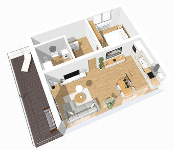 2-izbový byt s terasou na prenájom, klimatizácia (70m2+19m2) - 15