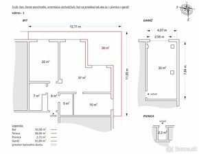 Predám luxusný 3-izb. byt 130m² s garážou 32m² v MT. - 15