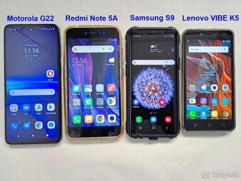 Motorola G22 - Redmi Note 5A - Samsung S9 - Lenovo VIBE K5 - 15