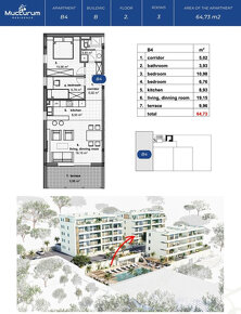 3 izb. Chorvátsko, Makarska, 75m2, terasa, p.2/5, novostavba - 15