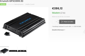 CRUNCH GROUNDPOUNDER - zosilňovač 1x1650W RMS/1Ohm - 15