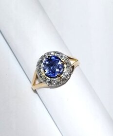 Predané- diamamantový zafírový  zlatý prsteñ - 15