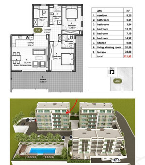 4 izb. Chorvátsko, Makarska, 122m2, terasa, p.5/5, novostavb - 15