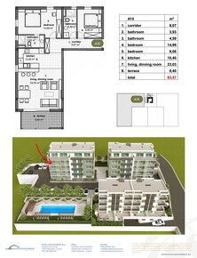 3 izb. Chorvátsko, Makarska, 75m2, terasa, p.2/5, novostavba - 15