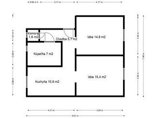 PREDAJ 2 izbový byt, 56 m2, Handlová, 29. augusta 18 - 16