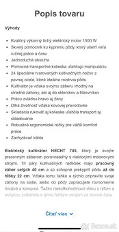 Predám kultuvátor/rotavátor HECHT elektrický - 16