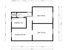 PREDAJ 2 izbový byt, 56 m2, Handlová, 29. augusta 18 - 16