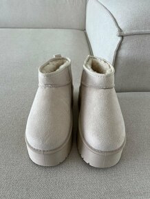 Ugg platform mini dámske čižmy béžové krémové - 16