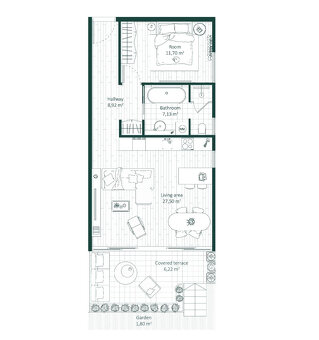 2izb, Podgora, 55m2, luxusný komplex, parking, terasa, 250m - 16