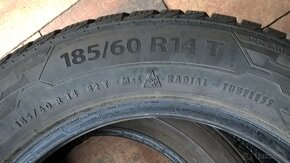 4 ks ZIMNÉ 185/60 R14 82T CONTINENTAL 5 mm 2018 LEN 15-€/kus - 16