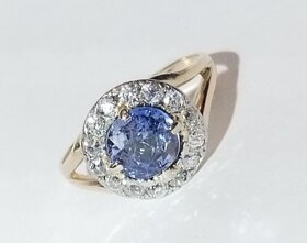 Predané- diamamantový zafírový  zlatý prsteñ - 16