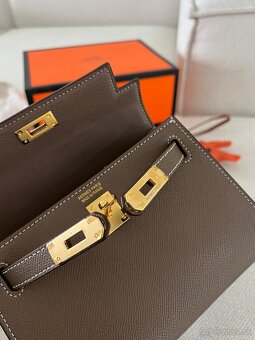 Hermes kelly mini hnedá - khaki - 16