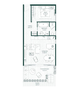 2izb, Podgora, 55m2, luxusný komplex, parking, terasa, 250m - 16