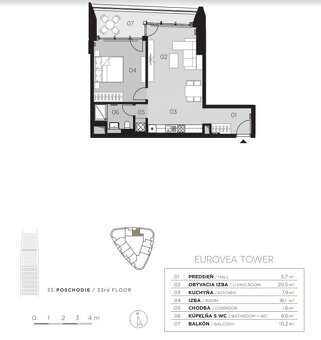 PREDAJ︱EUROVEA TOWER - 2i ateliér s výhľadom na Slavín, 33.p - 17