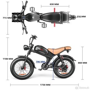 Štýlový fat ebike Emoko,20x4..0",1000W,20Ah 960Wh,50km/h,80k - 17