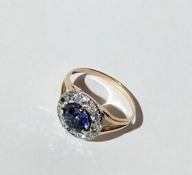 Predané- diamamantový zafírový  zlatý prsteñ - 17