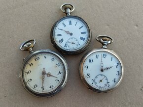 3ks staré kapesní hodinky i stříbrné cena za vše - 17