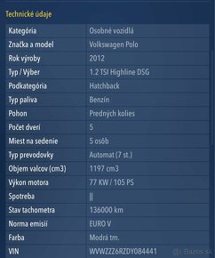 VW Polo automat - 1,2 TSI Highline DSG - 18