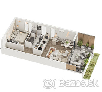 2izb, Podgora, 55m2, luxusný komplex, parking, terasa, 250m - 18