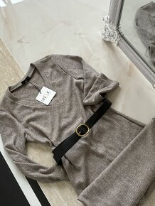 Úpletové maxišaty Sparkle taupe - 18