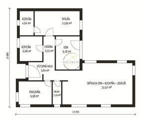 4 izbový rodinný dom, 109 m2, s pozemkom 620 m2 v obci Malý  - 18