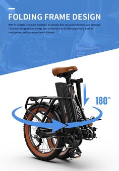 Mestský skladací ebike Onesport 20x3.0",350W,17Ah,25km/h,28 - 18