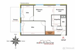 2 IZBOVÝ BYT - VODÁRENSKÁ, 48 M2 + TERASA - BLÍZKO CENTRA - 18