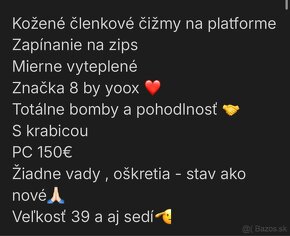 Kožené členkové čižmy na platforme, zateplené, pc 150€ - 18