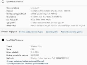 Lenovo L520, Intel i5-2520M@ 2,5GHz, 8GB DDR3, 120GB SS - 19