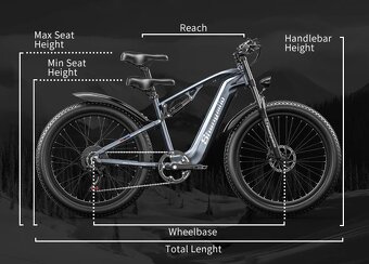 Výkonný fat ebike Shengmilo 26x3.0",500W,17.5Ah 840Wh,50km/ - 19