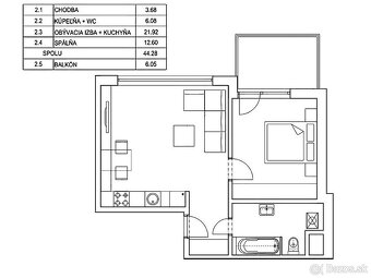 Novostavba pri Bratislave, 2 izb.byt, Terasa 6m, Len 1 sused - 19