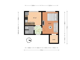 Pekný väčší 1-izb. byt so šatníkom 37m², pri NTC / Popradská - 19