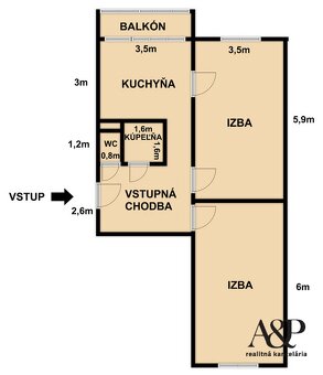 VEĽKÝ 2 IZB. BYT S BALKÓNOM V CENTRE MESTA, 68M2, NÁMESTIE O - 19