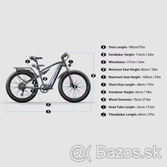 Výkonný fat ebike Shengmilo 26x3.0",500W,17.5Ah 840Wh,50km/ - 19