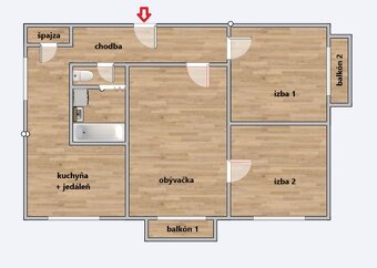 3-izbový byt s 2 balkónmi a špajzou v byte, Zvolen Sekier - 19