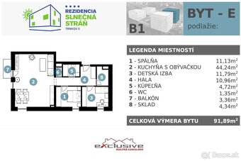 " REZERVOVANÉ " 3 IZBOVÝ BYT– TRNKOV, 89 M², PARK. STÁTIE - 19