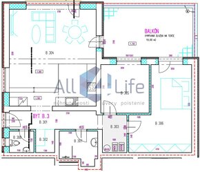 Na predaj 3iz.apartmánový byt 82.9m2 v ŠTANDARDE s 18,60m2 t - 19