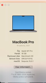 MacBook Pro 2021 16" uhlopriečka M1 Pro 16Gb RAM 1TB - 19